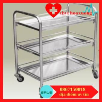 Xe Đẩy Inox 3 Tầng- Xe Tiêm Inox 3 Tầng Thiết bị phòng khám Spa