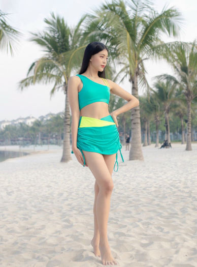 Bộ bikini 2 mảnh áo tay bồng chân váy xoè B138 - Vingo Việt Nam