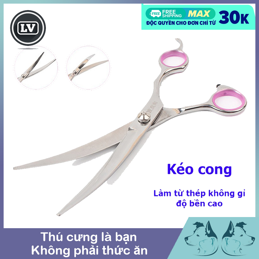 Kéo cong cắt tỉa lông cho chó mèo 6inch - Phụ kiện Long Vũ