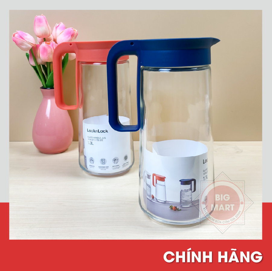 Bình nước thủy tinh có quai cầm lock&lock llg619 1.3l