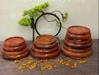 Đế bát hương  (đồ thờ gỗ ,kê bát hương) đế gỗ tròn , đế gỗ chân thấp  ( cao 6cm)