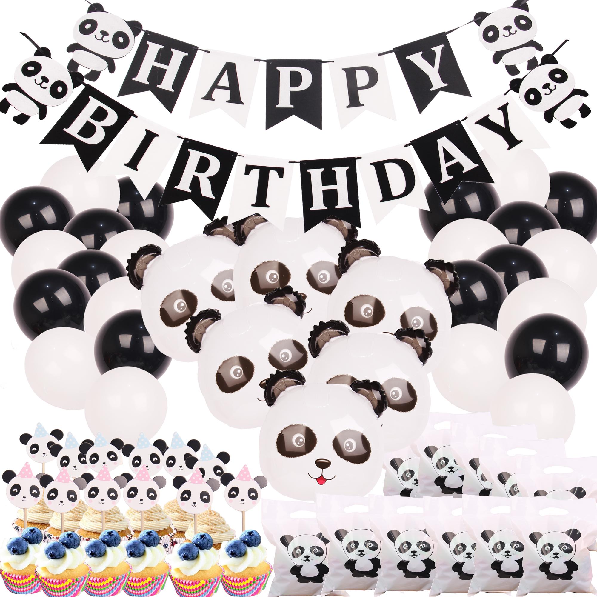 Panda Party Decorations Supplies Happy Birthday Banner Mylar