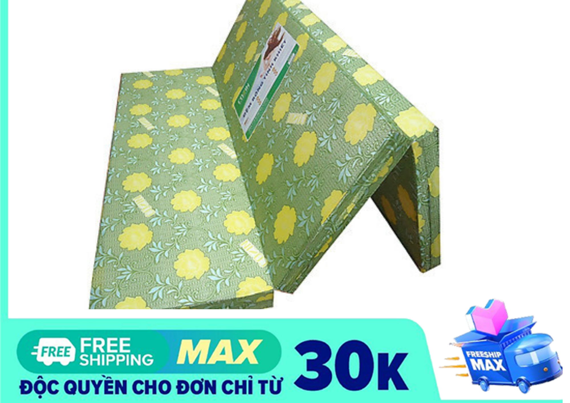 Nệm PE GẤP 3 cao cấp [160cm X 195cm X 9cm ] giao màu ngẫu nhiên