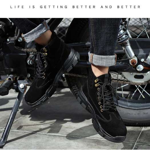 Giày Boot Cổ Cao Nam Cao Cấp Giả Da Lộn BCC001 Đen