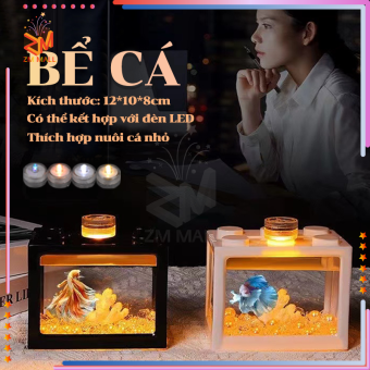 Bể Cá Để Bàn,Hồ cá mini kiểu dán độc đáo,Bể cá cảnh mini hình khối lắp ráp bằng nhựa,nhiều màu có thể lắp ghép,12 x 8.0 x 10 cm,tỏa nhiệt thấp, tuổi thọ cao,dễ sử dụng và bảo quản