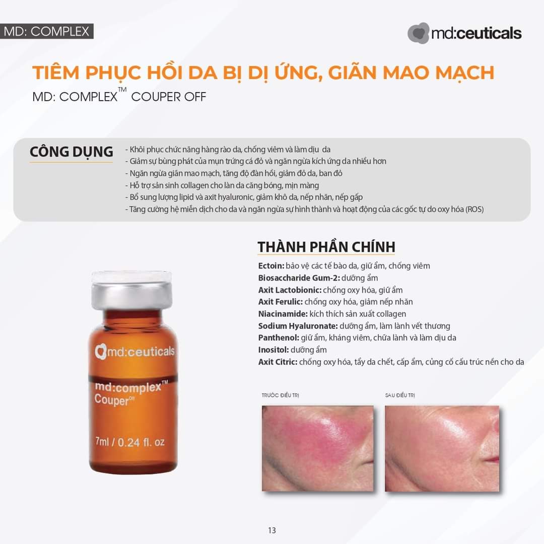 (chính hãng )Tiêm phục hồi cho da bị dị ứng, mao mạch đỏ Md:ceuticals Md Complex Couper Off   dược mỹ phẩm Anh viêm sưng đỏ da kích ứng da