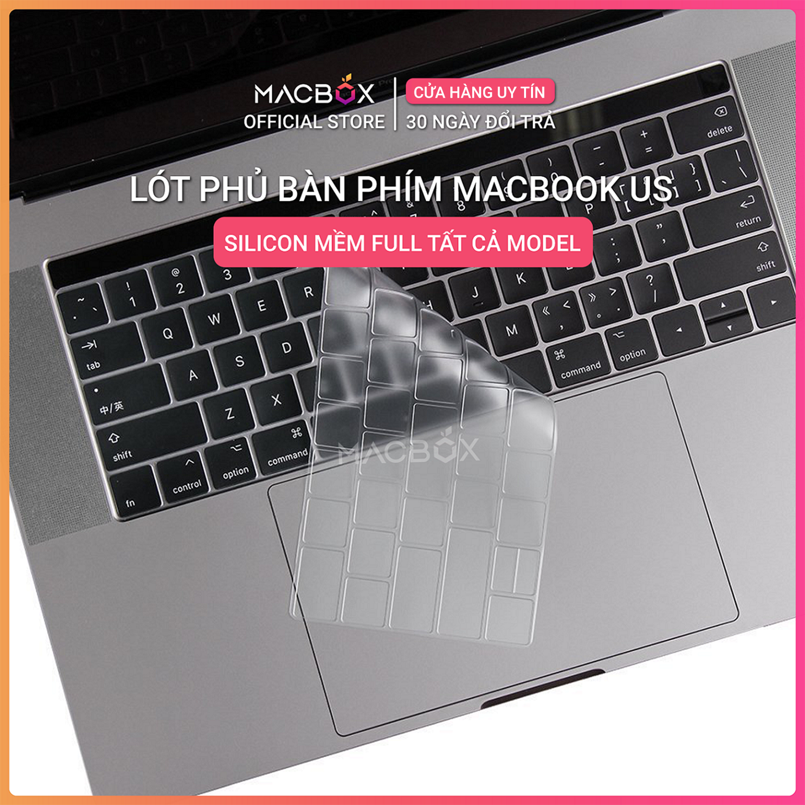 Miếng lót phủ bàn phím màu trong suốt, đen cho macbook
