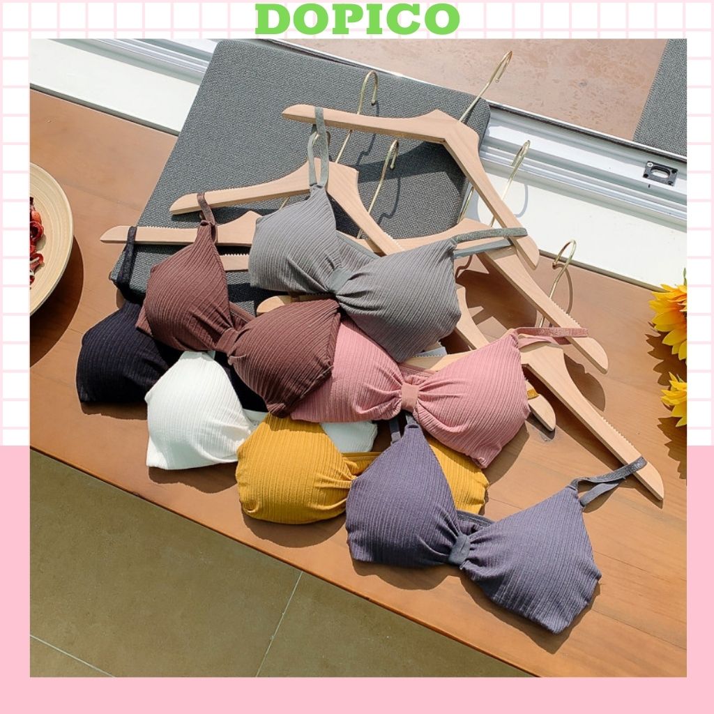 Áo Bra Nữ 2 Dây Thắt Nơ Gân Tăm Đệm Mút Dày DOPICO Nâng Ngực Tôn Dáng 308