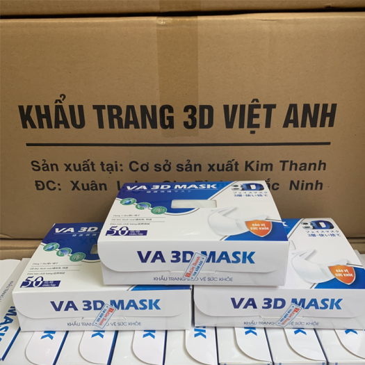 KHẨU TRANG 3D MASK VIỆT ANH MÀU TRẮNG-KHẨU TRANG 3D CÔNG NGHỆ NHẬT BẢN-1 HỘP 50C