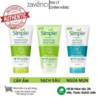 Sữa rửa mặt Simple giúp kiềm dầu và ngừa mụn hiệu quả cho da mụn nhạy cảm 150ml Zavenci