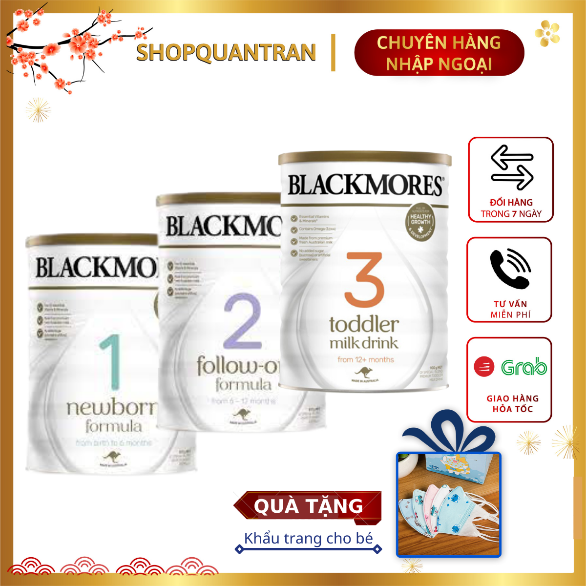 Sữa blackmore úc đủ số 1,2,3 hộp 900g chính hãng giá tốt