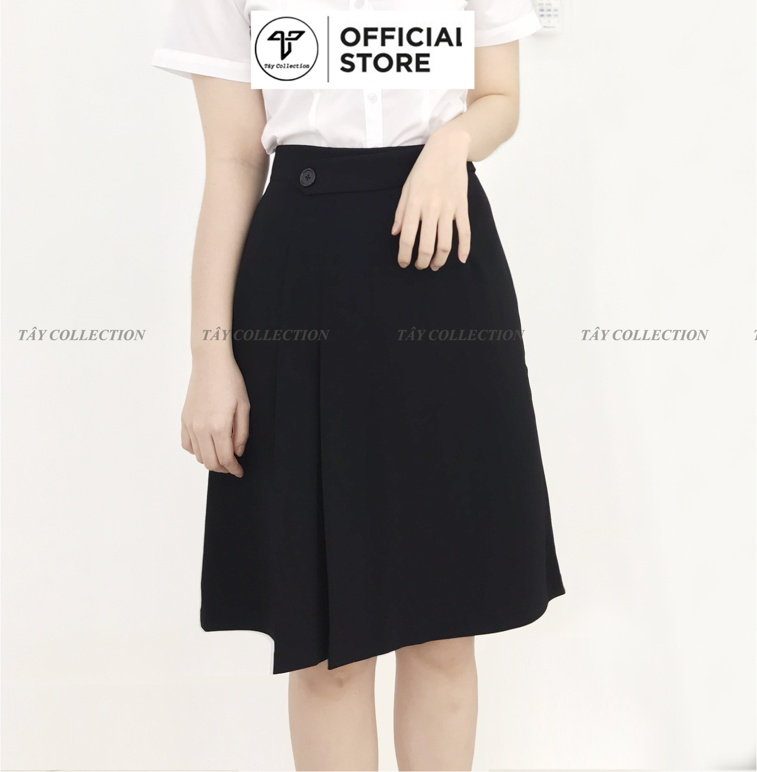 Chân Váy Công Sở Chữ A Phối Đai Xếp Ly Thanh Lịch Thiết Kế Tây Collection