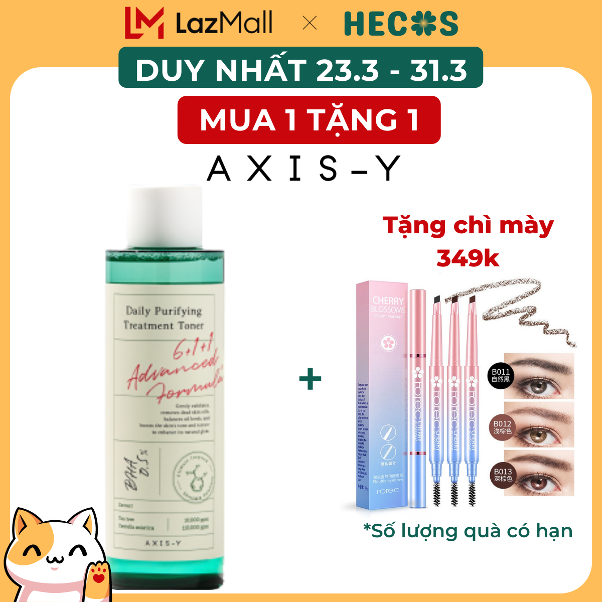 Toner Nước hoa hồng Axis-Y 200ml 0.5% BHA giảm mụn trứng cá, mụn viêm, làm sạch lỗ chân lông phù hợp cho da dầu, da mụn - HECOS