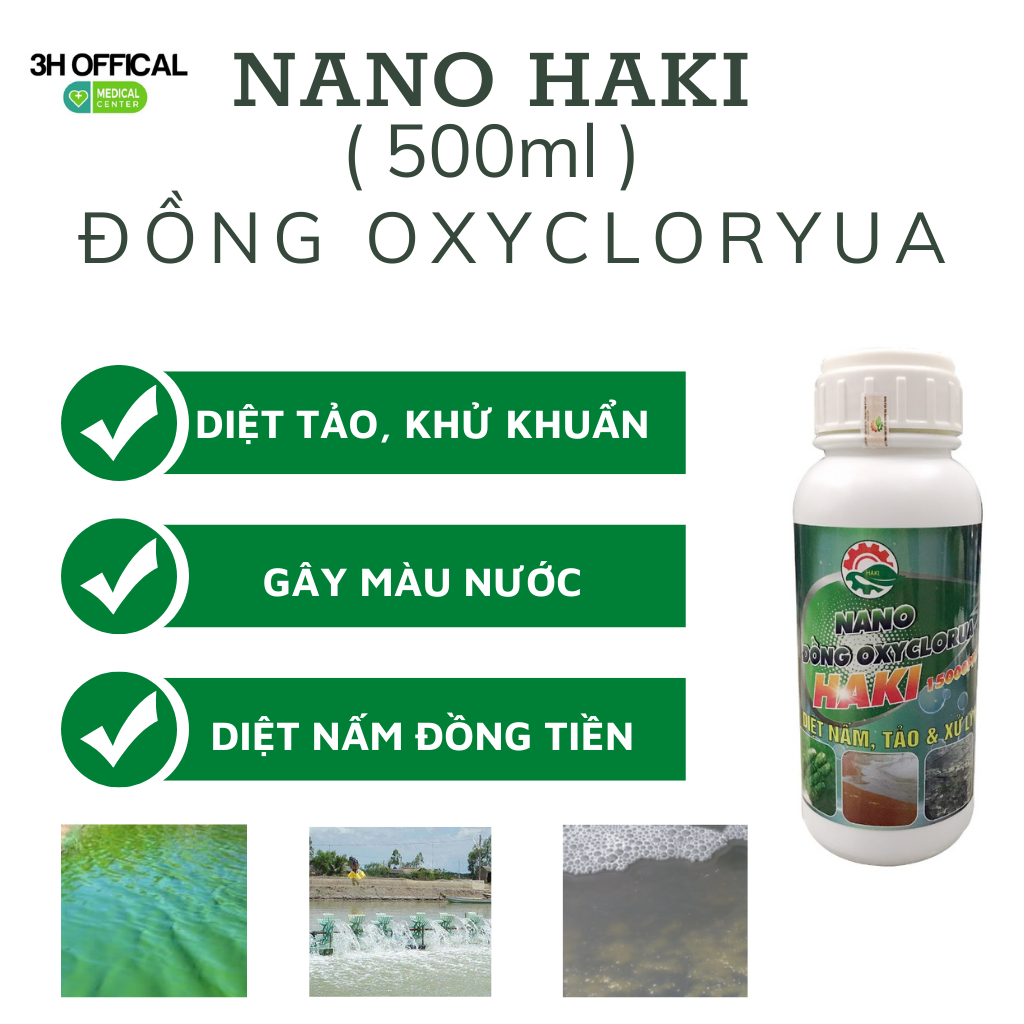 Nano đồng haki diệt nấm rêu tảo , trùng mỏ neo, ký sinh trùng, xử lý nước hiệu quả nồng độ 15000ppm chai 500ml