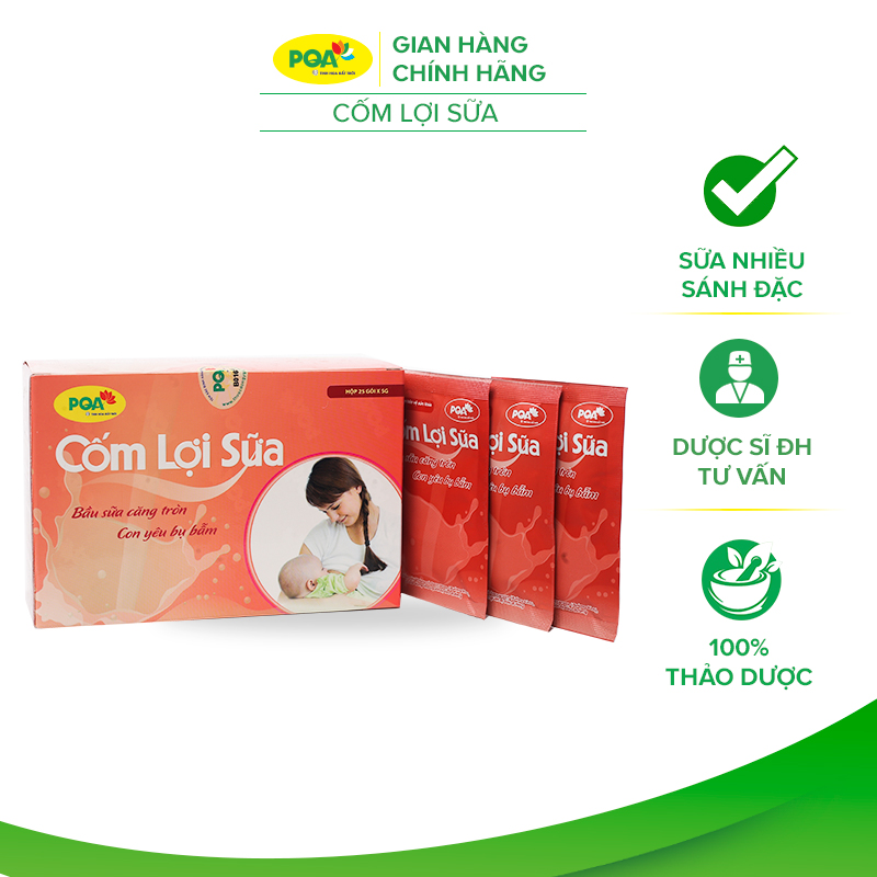 Cốm lợi sữa pqa dùng cho mẹ ít sữa hộp 25 gói