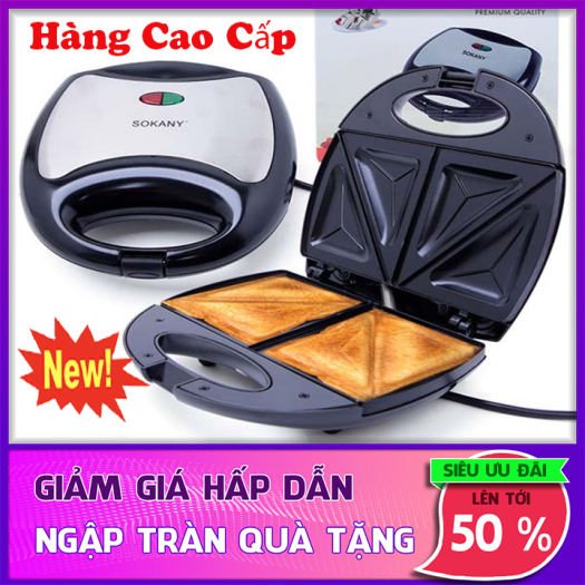 Máy nướng bánh sokany kj-102- máy làm bánh sanwich - máy nướng bánh chống dính cao cấp bảo hành 6 tháng
