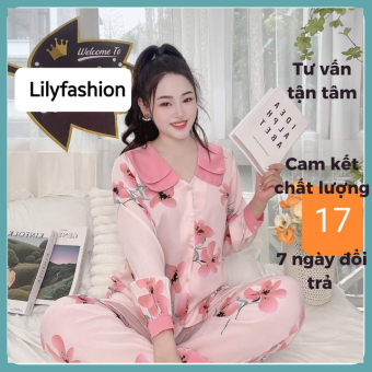 Bộ pyjama, bộ mặc nhà, đồ ngủ nữ vải lụa áo dài quần dài