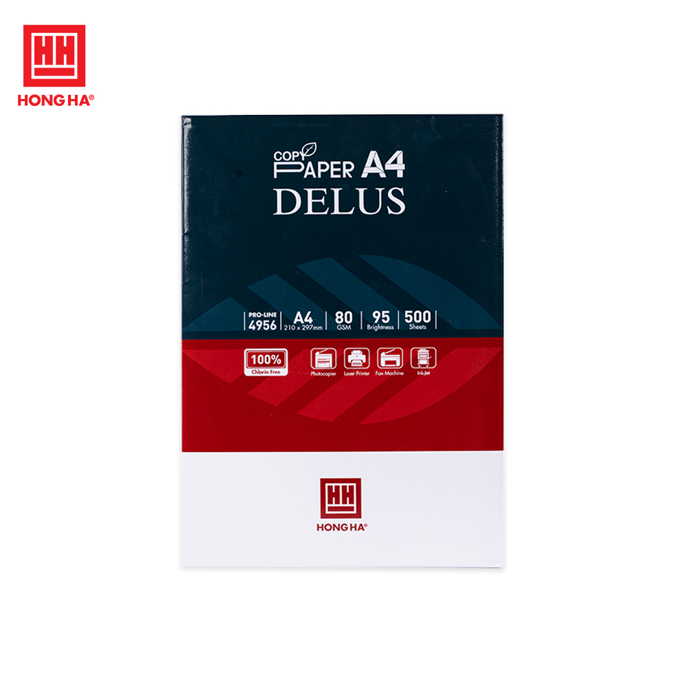 Giấy a4 định lượng 80gsm, giấy in/giấy photo hồng hà delus - 4956