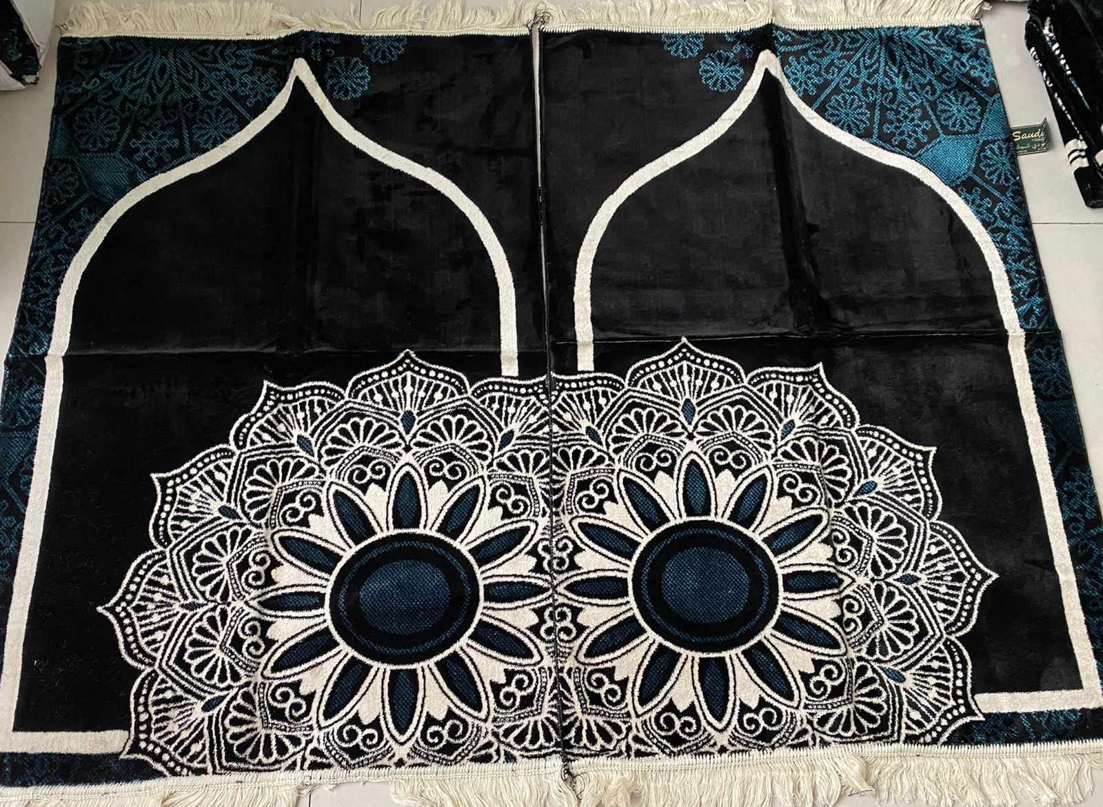 1pcs Sajadah model Couple Sepasang Turki Saudi Premium Beludru Hitam Besar 70x110cm