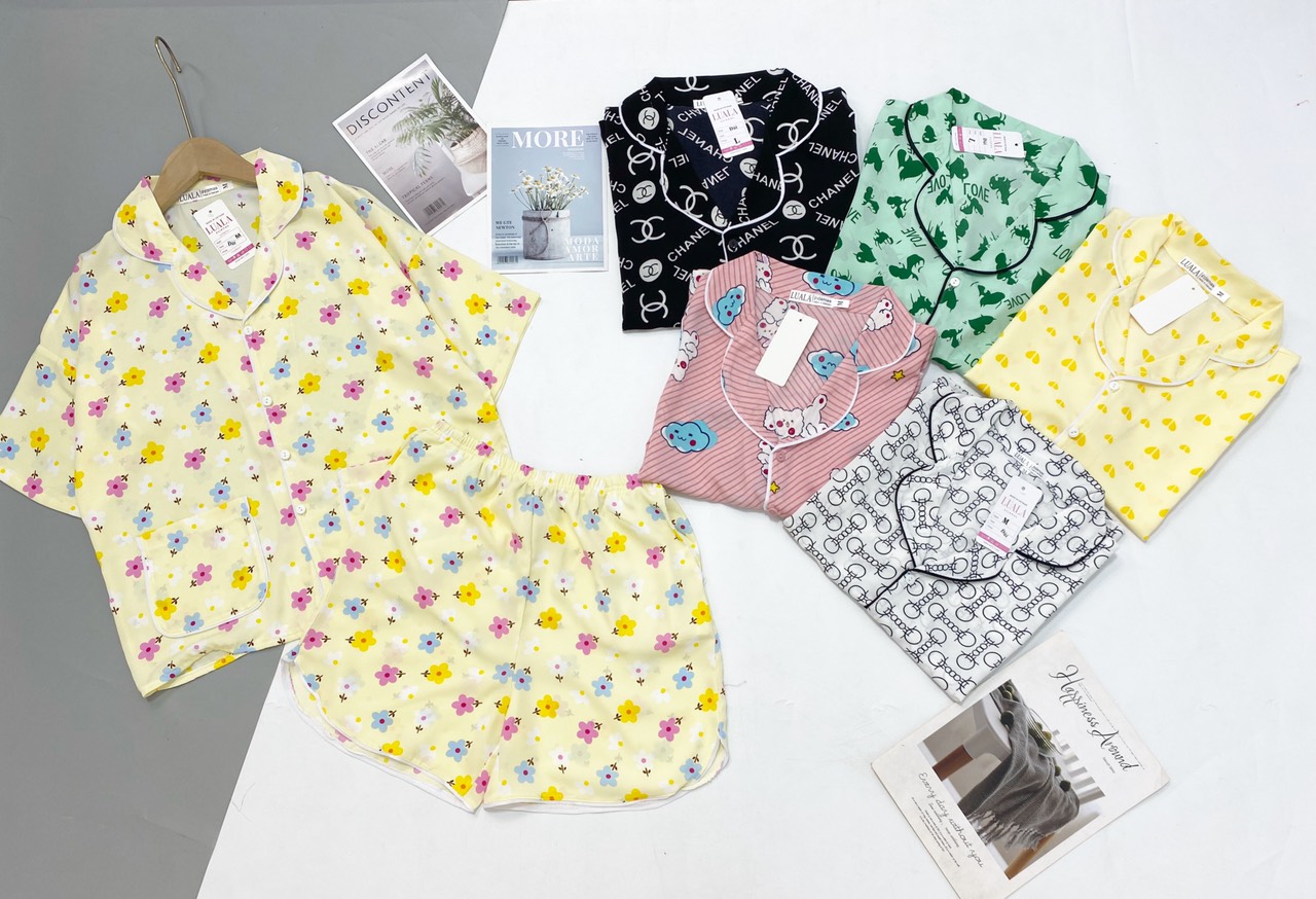 Bộ pyjama lụa cộc tay quần đùi nữ fom cánh dơi thoáng mát - lụa mềm mịn không co không nhăn,hàng có size,ảnh thật