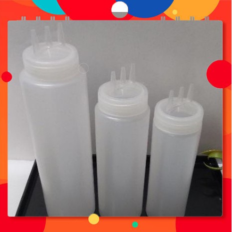 Bình nhựa 3 đầu đựng sữa đặc, đường, xịt tương ớt - chai sốt