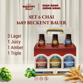 Set 6 Chai Bia Thủ Công Beckent Bauer Craft Lager 4.6%, Juicy IPA 6%, Amber ALE 6%, Triple IPA 8.5%