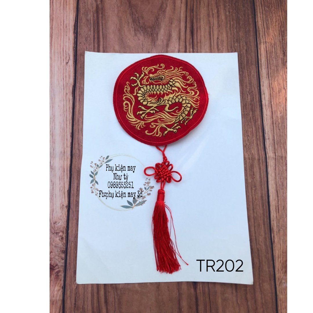 Tấm ren tròn thêu rồng 15cm trang trí
