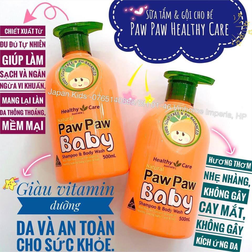 Cam kết hàng Úc Dầu gội và sữa tắm trẻ em PawPaw 500ml hàng Úc