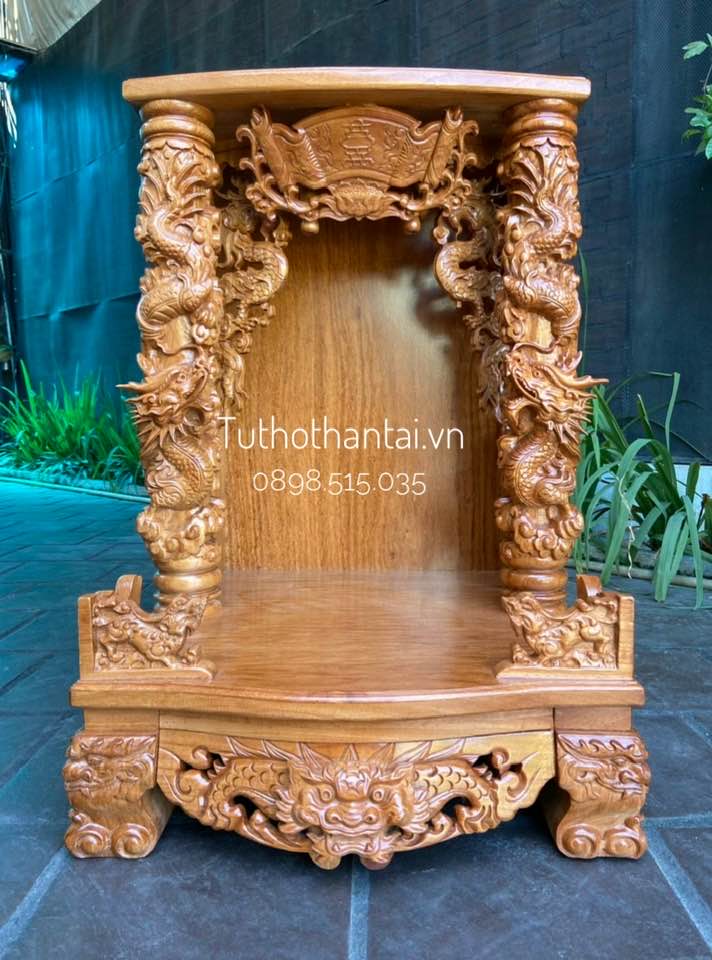 Bàn thờ thần tài ông địa mẫu Rồng Mây cao cấp 60 x 60 x 88cm - tuthothantai.vn