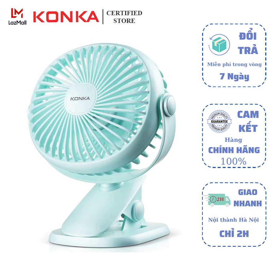 Quạt mini để bàn làm việc KONKA KF08-U100 quạt để bàn học nguồn điện cổng USB Konka KF-08 công suất 3W 2 tốc độ gió không gây ồn chất liệu ABS cao cấp sang trọng bảo hành 12 tháng