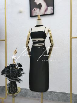 Đầm Nữ 2 Dây Ôm Body. Đầm Body Dáng Dài Eo Đính Nơ Trẻ Trung Sang Chảnh. Đầm Body Dự Tiệc E91