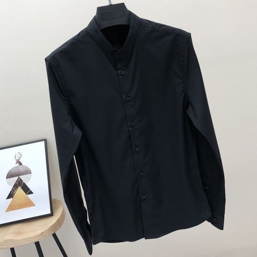 Áo Sơ Mi Nam Dài Tay Cổ Tàu Dáng Ôm Body Hàn Quốc Vải Mịn Mát Ao so mi nam dai tay Cổ Trụ Không Nhăn