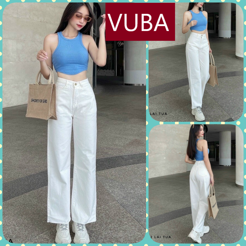 [ DANH GIA ] QUẦN JEANS ỐNG RỘNG NỮ LƯNG CAO LAI TUA MÀU TRẮNG TÔN DÁNG DÀY DẶN MỀM MỊN PHÁ CÁCH VUBA ĐỈNH CAO THỜI TRANG