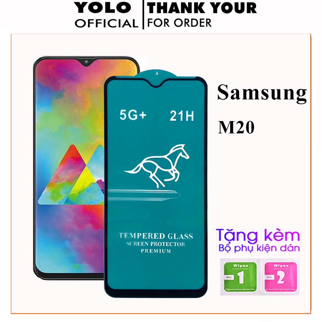 Kính Cường Lực Samsung M20 Full Màn Trong Suốt cảm ứng mượt mà Tặng Kèm Khăn Lau