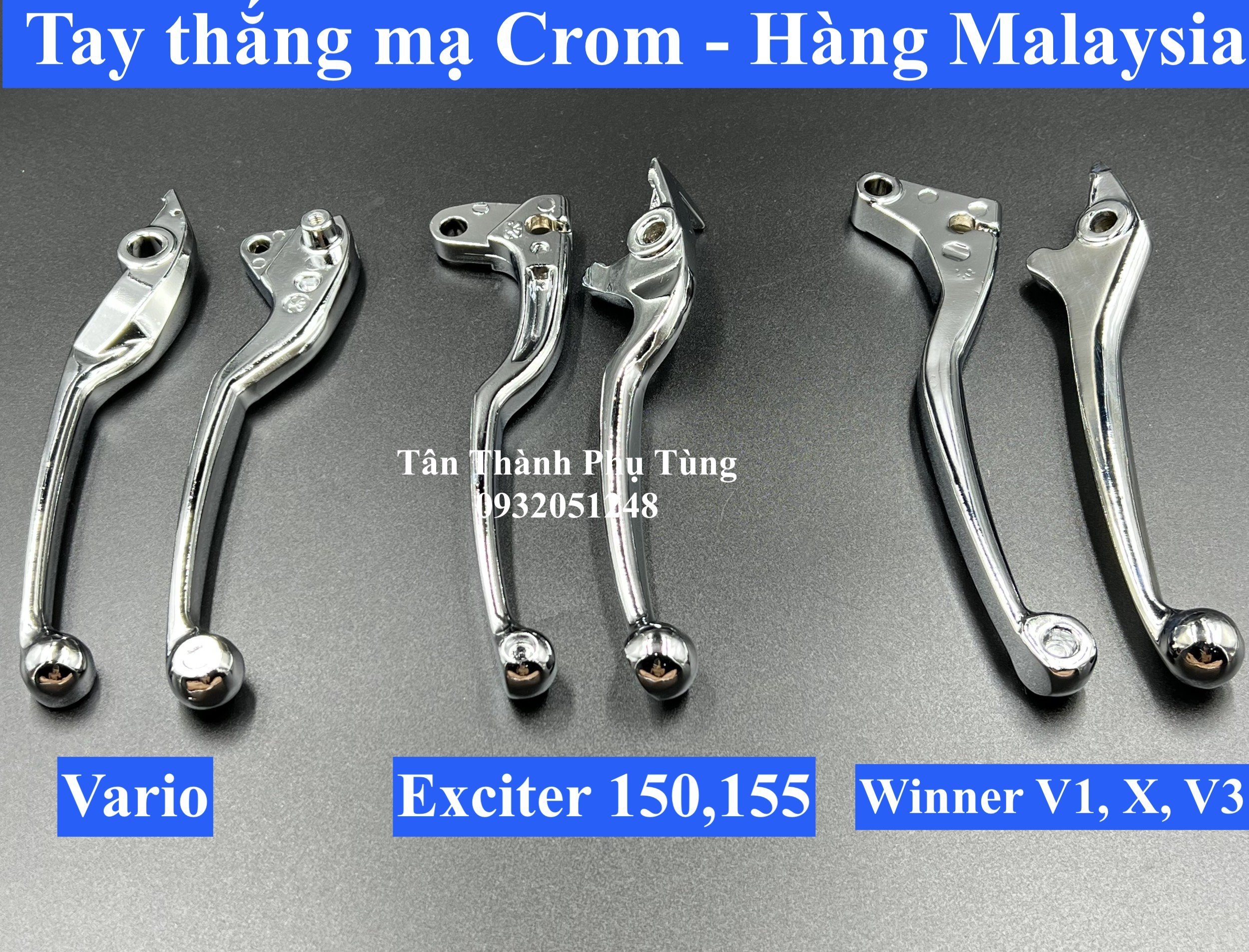 Tay thắng mạ Crom Malaysia Vario, Exciter , Winner - 1 cặp