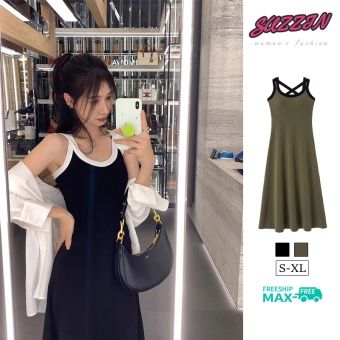 Suzzin khí u-cổ áo vest sát nách đầm dài cho phụ nữ