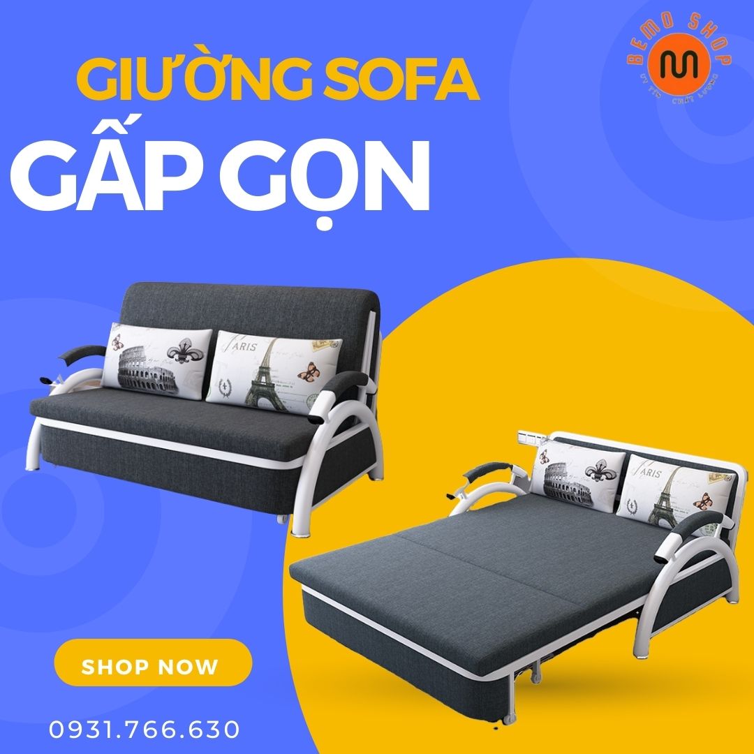 Giường sofa gấp gọn thành ghế. KT: 1m3 x 1m92