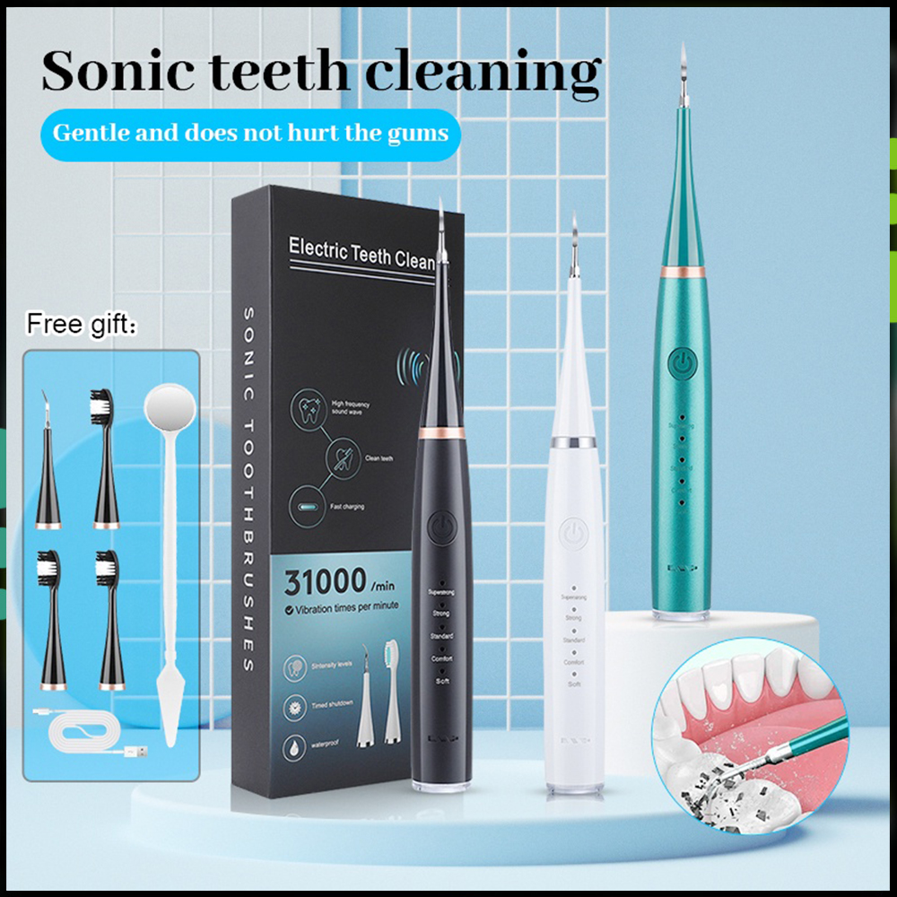Dụng Cụ Làm Sạch Răng 6 Trong 1 Bàn Chải Đánh Răng Điện Siêu Âm Dụng Cụ Lấy Cao Răng Làm Trắng Răng Chống Nước IPX6 Có Thể Sạc Lại Cho Người Lớn
