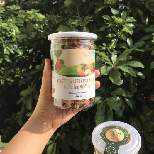 Hộp 250g Hạt điều vỏ lụa rang muối nguyên vị, ăn liền. Từ điều nguyên hạt loại A++, thơm ngon, béo ngậy, ngon mê | VN Farmers