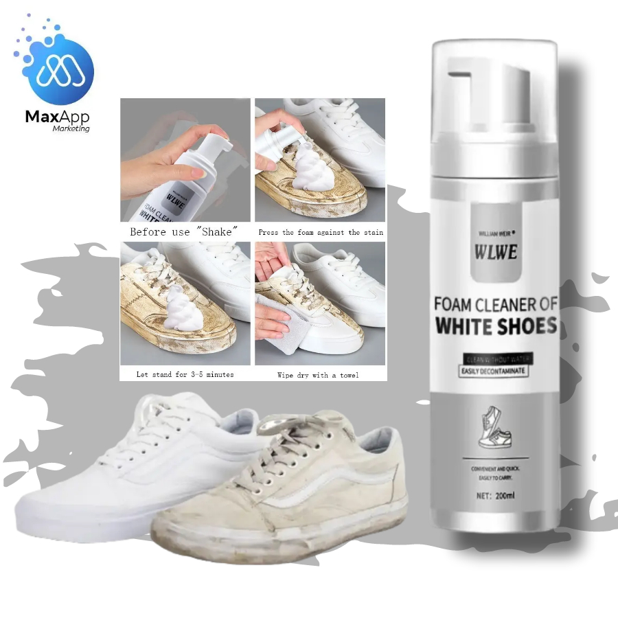 (Ready Stock) White Shoes Cleaner Foam For School Shoes , Sport Shoe , Cloth Shoe Dry Foam Cleaner Agent 200ml 白鞋免水清洁剂
