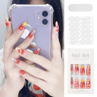 PINPAI Bộ 24 Móng Tay Giả Bấm Dài Bộ Đầu Móng Tay Giả Nghệ Thuật Kim Cương Giả Lấp Lánh Móng Tay Giả đẹp Nhân Tạo Che Phủ Toàn Bộ