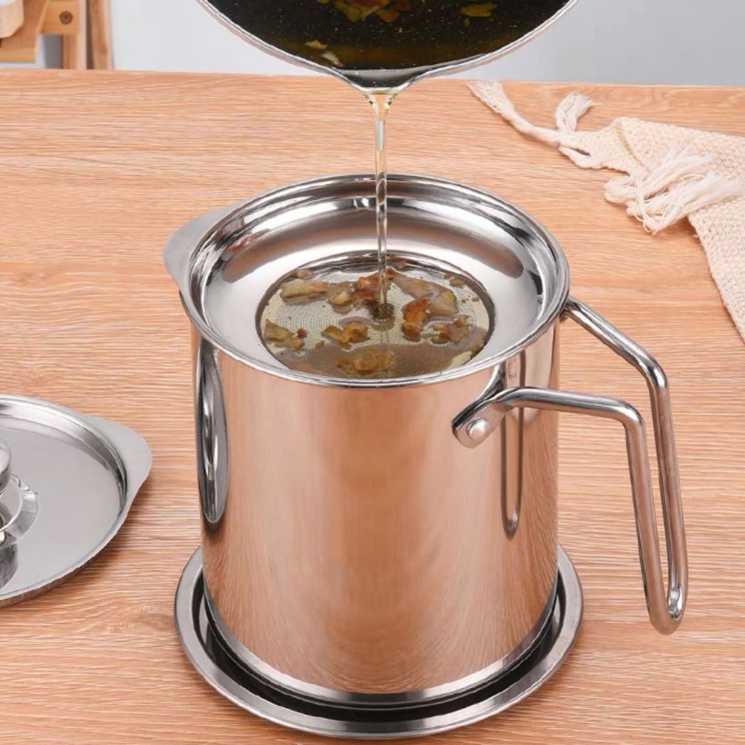 CA LỌC DẦU INOX 304 KHÔNG GỈ CÓ LƯỚI LỌC LOẠI BỎ CẶN DẦU BẢ THỨC ĂN DƯ THỪA NHANH CHÓNG - BÌNH LỌC CẶN DẦU ĂN CÓ TAY CẦM TIỆN LỢI - BÌNH ĐỰNG NƯỚC ĐỰNG SỮA LỌC CẶN CHO BÉ