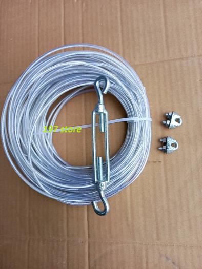 15m dây cáp bọc nhựa 3mm kèm 2 khóa cáp và 1 tăng đơ