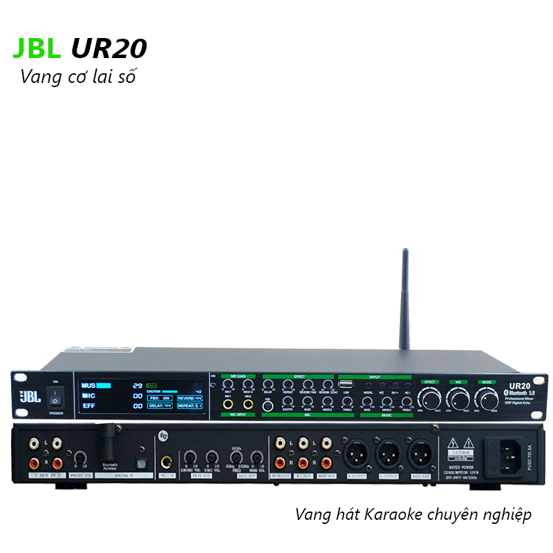Vang cơ lai số cao cấp JBL UR20, đẳng cấp nhất trong các dòng vang cơ lai số, có màn hình hiển thị lớn, các tính năng Echo, Reverd, Remode
