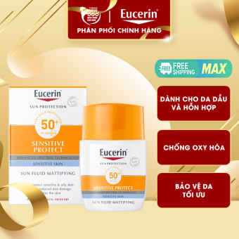 Kem Chống Nắng Dành Cho Da Thường Và Da Hỗn Hợp Eucerin Sun Fluid Mattifying Sensitive Protect SPF 50+ 50ml