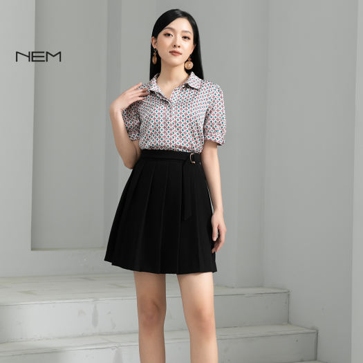 NK Fashion Chân Váy Nhung Xoè Xếp NKCV2311002