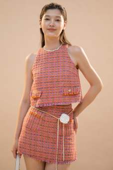 Chân Váy Ngắn Vải Tweed - EDINI - V444