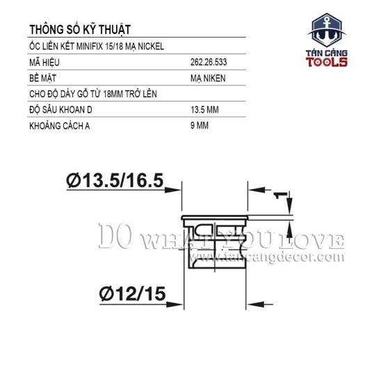 50 Bộ Chốt Ốc Cam Hafele 15-45 mm