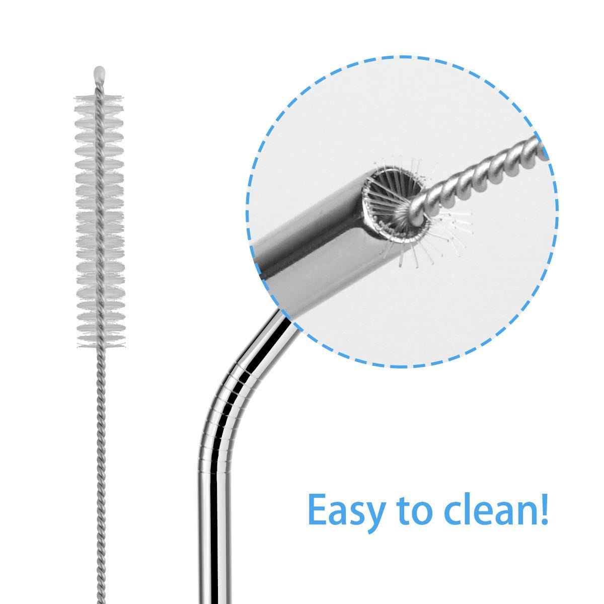 Stainless Steel Drinking Straws Set of 5 Free Cleaning Brush Included
