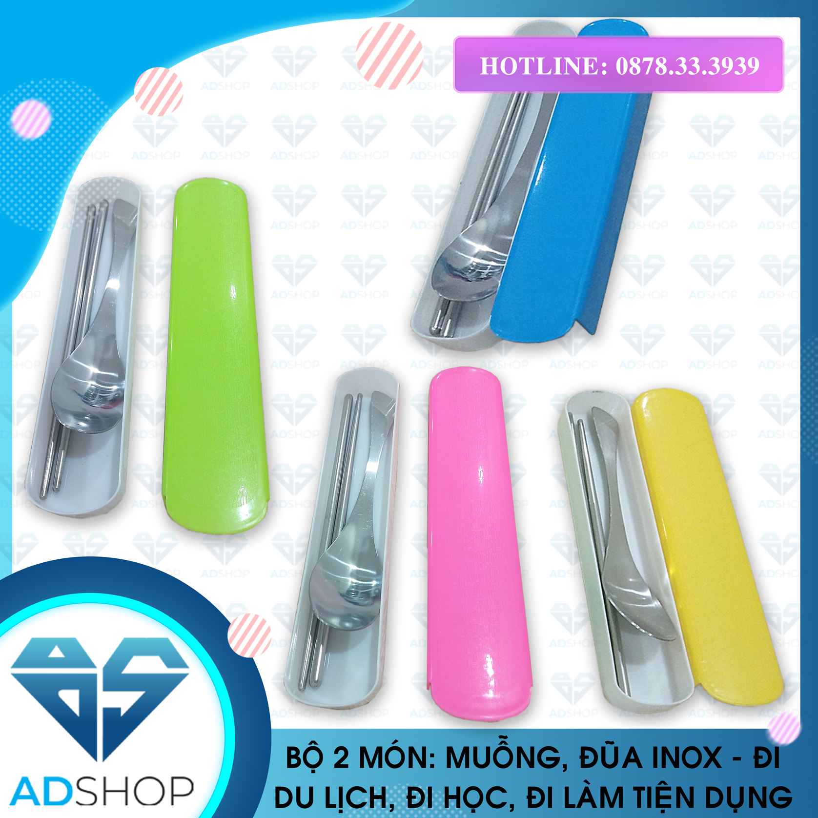 [HCM]BỘ MUỖNG ĐŨA  INOX CÁ NHÂN THÌA ĐŨA DU LỊCH VĂN PHÒNG BỎ TÚI TIỆN LỢI